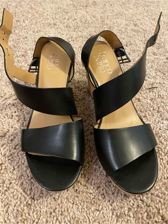 Franco Sarto Shoes - Franco Sarto Black Leather Wedge Sandals